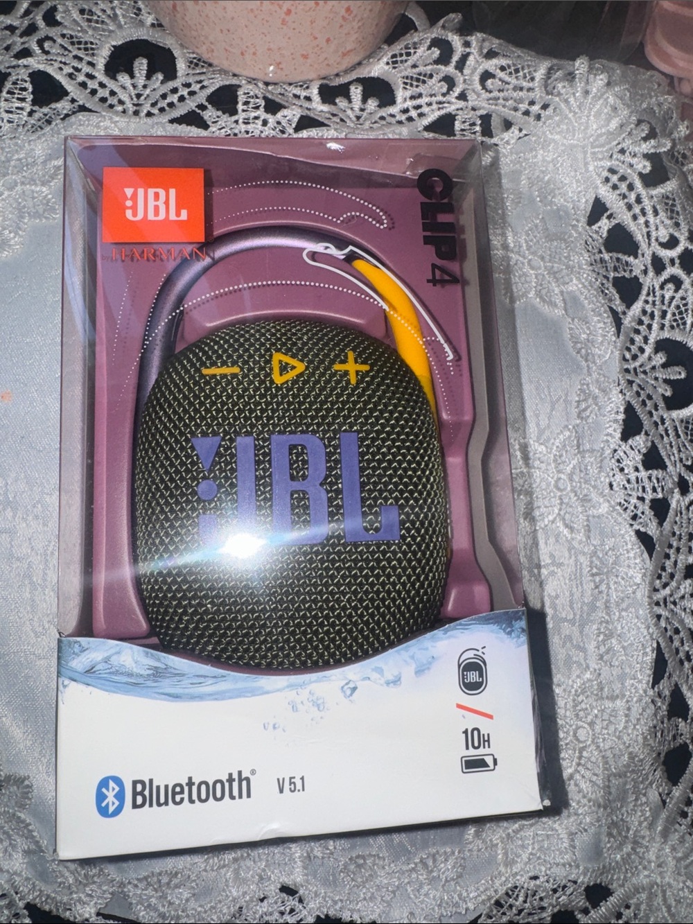 JBL Clip 4 Bluetooth Speaker in Olive Green with Yellow Accent